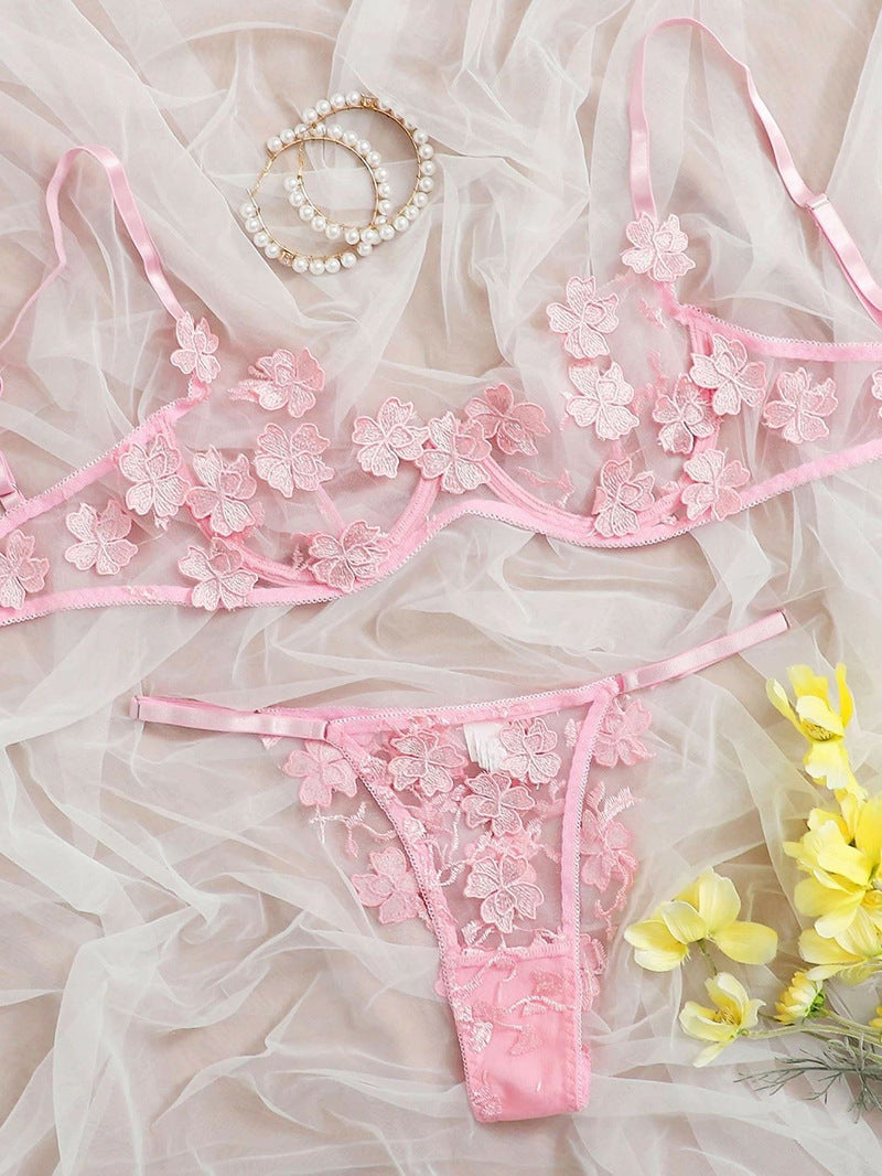 2pcs  youthful floral lingerie set