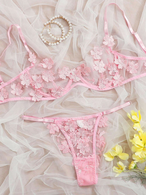 2pcs  youthful floral lingerie set