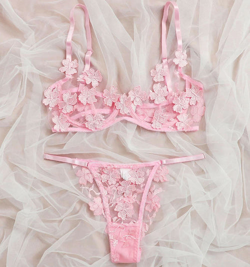 2pcs  youthful floral lingerie set